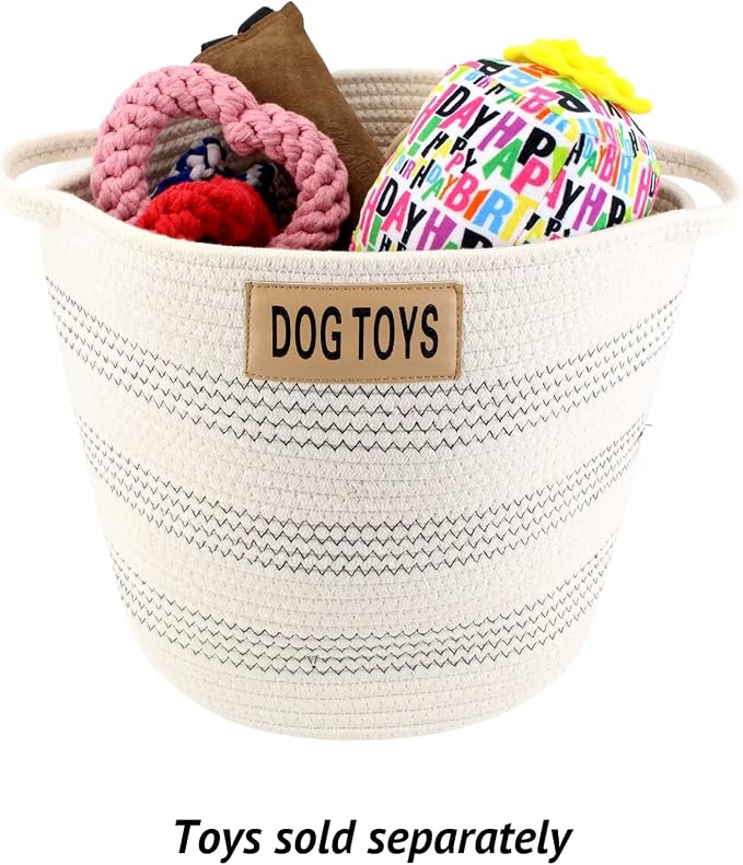 Midlee Dog Toy Rope Cotton Basket (Large)- Storage Bin Pet Items Organizer