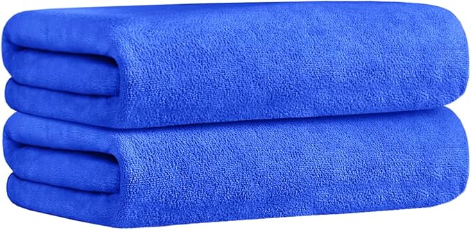 JML Large Bath Towels Set of 2, 30x60 Inches, Microfiber Body Towel with Hanging Loop - Soft Absorbent, Quick Dry, Lint-Free for Bathroom,Hotel,Gym, Yoga, Swimming, SPA, Fitness, Sport, Dark Blue