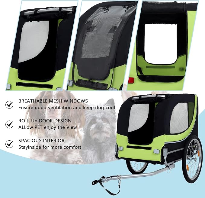 Large Dog Bike Trailer with 18.9" Wheels - 120LB Capacity Dog Trailer for Bike, Foldable Pet Bike Trailer for All-Terrain Cycling, Jogging & Camping