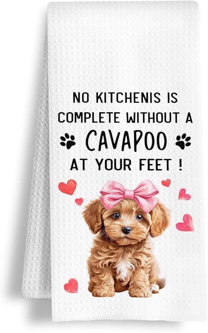 Funny Cavapoo Kitchen Towels, A Kitchen is Not Complete Without A Cavapoo Dish Towel for Home Bathroom Decor, Dog Lovers Gift, 16×24 Inch