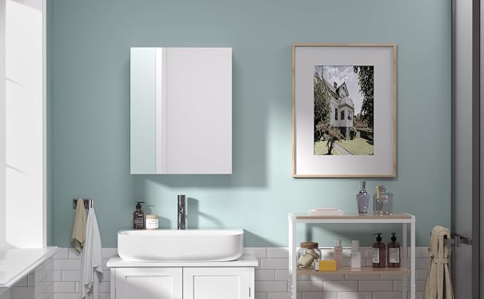 20x16 inch Bathroom Wall Cabinet, Saver Storage Cabinet, Medicine Cabinet with 1 Door and Adjustable Shelves, White（Assembly Required）