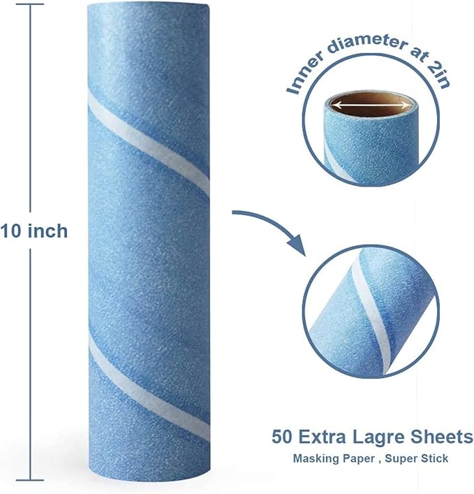 Leo Large 10-Inch Wide Lint Roller Refills 25 Sheets with extendable Handle to 45 inch for Lint Removers Household Cleaning Easily Remove Pet Hair Dust and Debris from Floors Carpets and Furniture