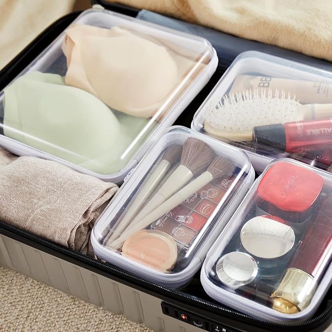 Clear Hard Shell Zipper Cases, Diaper Bag Organizer Pouches, L+M+S 3PCS