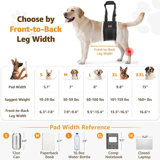 Adjustable Dog Sling for Large Dogs Hind Leg Support Weak Legs Mobility Aid | Dog Lift Harness, Helps Seniors, Injured, Disabled and After ACL Surgery Dogs, Daily Walk/ Stairs, Soft Padded, Easy to Use