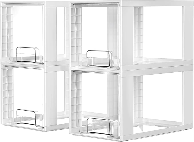 Vtopmart 4 Pack Large Stackable Storage Drawers, White