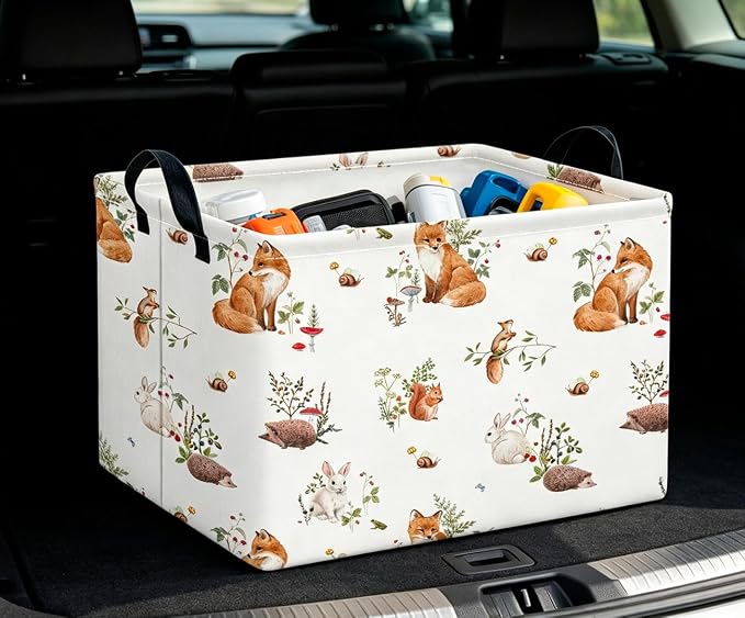 CLOCOR Rectangular Storage Basket,Collapsible Storage Bin,Waterproof Books Box(Fox)