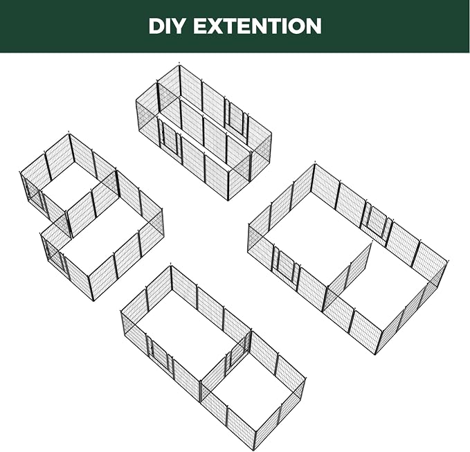 FXW Rollick Dog Playpen with Divider Connectors, 45" H, 16 Panels | Heavy-Duty & Easy setup Play Area, Two-Zone Layout, Indoor & Yard, For Large Dogs, Patented