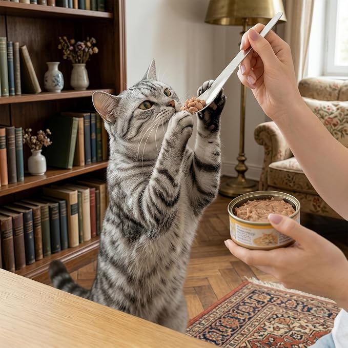 4 Pcs Dog Cat Spoon Pet Food Can Spoon Wet Food Storage Stainless Steel Can Scoop Long Handle Foods Scoop Feeder Portable Pet Feeding Spoons for Wet Foods and Cans