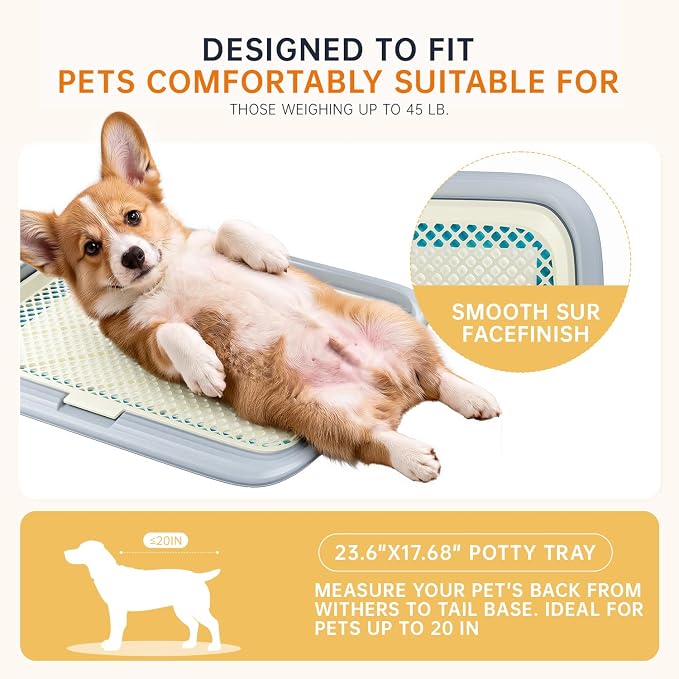 Dog Potty Tray, 23.6"x17.68" Indoor Pet Pee Pad Holder,Puppy Training Holder,Bathroom Dog Litter Box, Pet Toilet for Small and Medium Dogs,Housebreaking Supplies, Pet Products(Black)