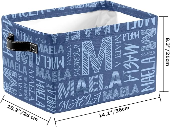 Foldable Personalized Storage Box for Boys Girls with Name Waterproof Kids Custom Storage Bin Baskets Cube Boxes Organizer with Handles for Organizing Shelf Closet, 1 Pack