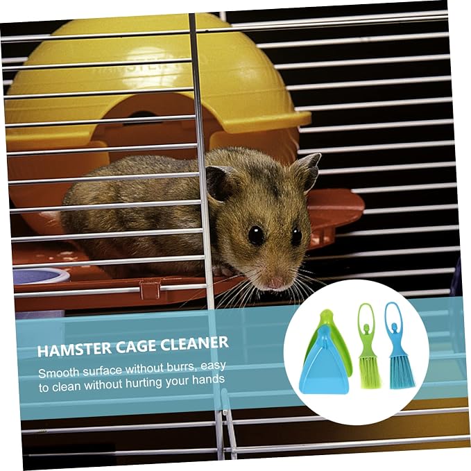 Mini Brooms and Dustpans 2 Sets PVC Plastic Cage Cleaning Tools | Easy to Sweep Debris, Smooth Surface, Simple Storage, for PET Cage and Feces Cleanup
