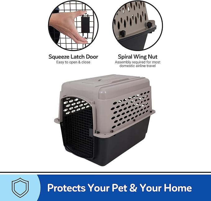Petmate Vari Dog Kennel, 32in, Taupe and Black | Airline Friendly and Made of Durable Plastic, This Pet Crate Works Great for Home and Travel