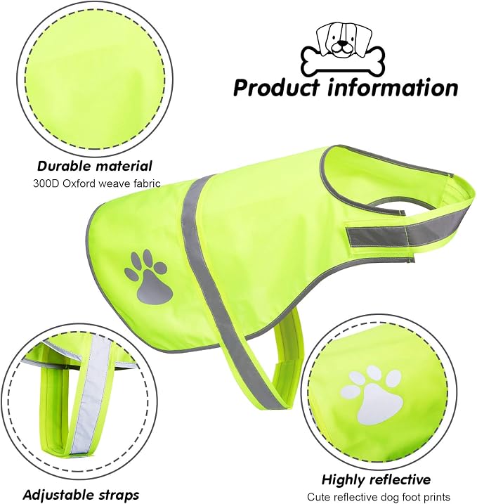 Geyoga 2 Pcs Reflective Dog Vest Adjustable Safety Vest,M,Orange, Yellow | Pet High Visibility Apparel, Blaze Fluorescent, Dog Service Jacket Clothes Safeguard, for Hunting Outdoor Walking Night