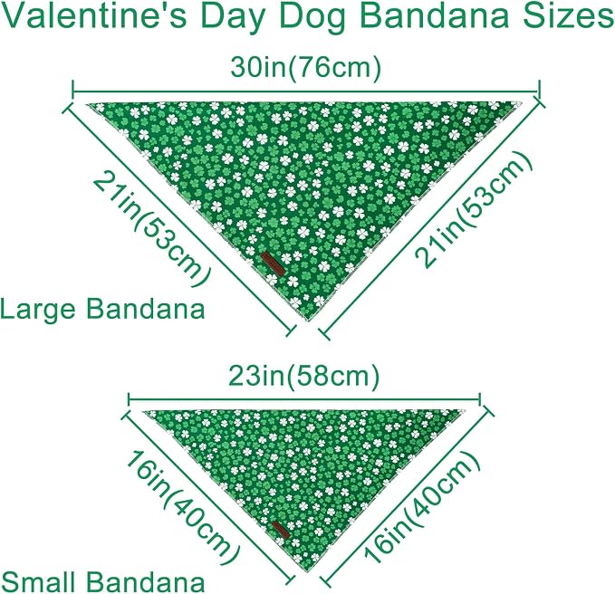 St. Patrick's Dog Bandana, UP URARA PUP Shamrock Triangle Bid Scarf for Medium Large Dogs, Cotton Kerchief for Girl Boy Puppies, Cute Spring Green Bandana,L