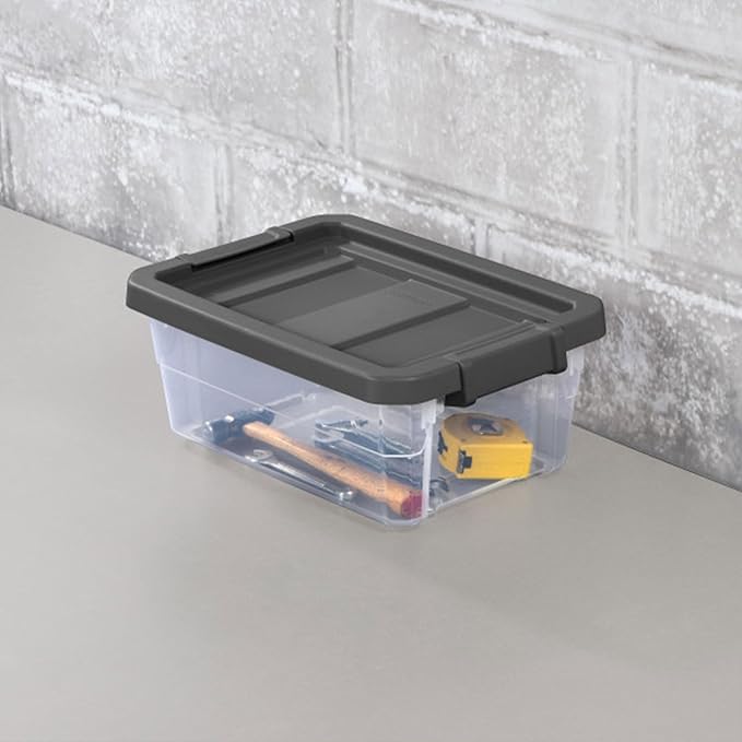 Sterilite Modular Stacker Box with Latching Lid, 16 Quart, 6-Pack | Clear Plastic Storage Bins - Stackable Organizing Container Boxes for Closet, Bathroom, and Office