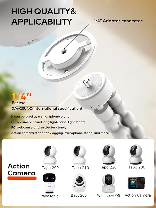 Baby Monitor Mount - Universal Adjustable Baby Camera Mount for Hello Baby, Nanit Pro, Kasa & Most Baby Monitors, Attaches to Crib Cot Shelves or Furniture （Black）
