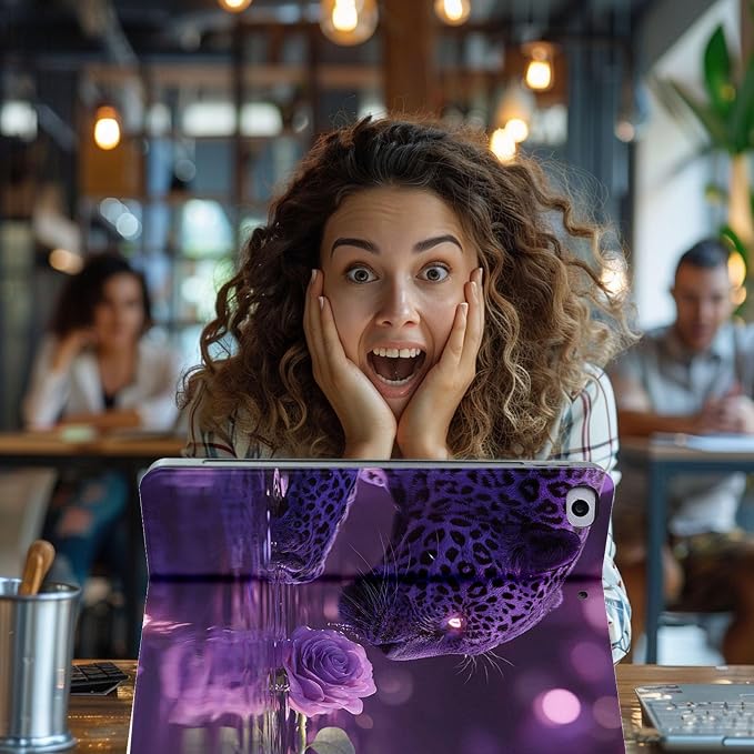 for Microsoft Surface Pro 8-13" 2021 Tablet Case,Auto Wake/Sleep,Adjustable Stand Protective Cover - Purple Leopard Rose