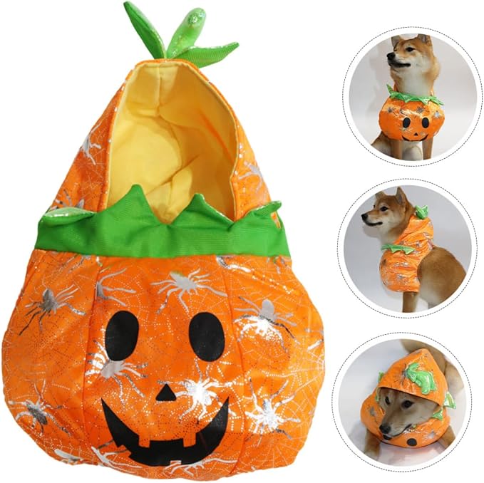 Toddmomy Halloween Pumpkin Dog Costume for Cats and Dogs Adorable Wear-Resistant Pet Apparel for Halloween Parties Comfortable and Breathable Design Easy to Reusable Outfit
