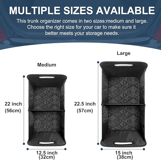 Deosk Car Trunk Organizer for SUV, Car Organizers and Storage with Reinforced Handles, Car Accessories for Women/Men 70L Waterproof Polyester Trunk Organizer(Large, Charcoal)