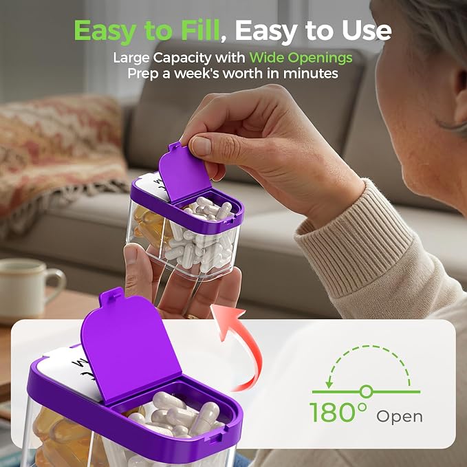Extra Large Pill Organizer 2 Times a Day, Weekly AM PM Pill Case 7 Day | Large Capacity Fit All Medications and Supplements, Detachable Daily containers for Easy to Use and Travel, Durable BPA-free