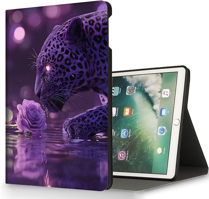 for Microsoft Surface Pro 8-13" 2021 Tablet Case,Auto Wake/Sleep,Adjustable Stand Protective Cover - Purple Leopard Rose