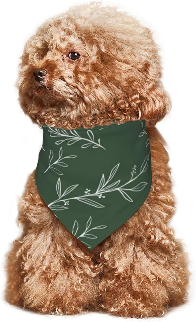 Sage Green Dog Bandana,Adjustable Triangle Bibs Dogs Scarf,Puppy Neckerchief Dog Cat Bib for Spring Summer (Dark Green)