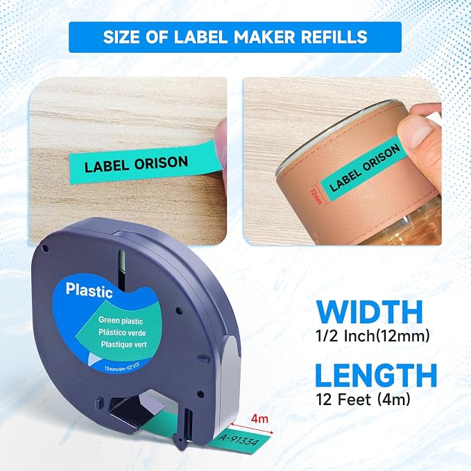 Replace for Dymo Label Maker Letratag Tape Refills 91332 91333 91334 91335 LT Plastic Cassette,1/2 Inch X 13Feet,5pack