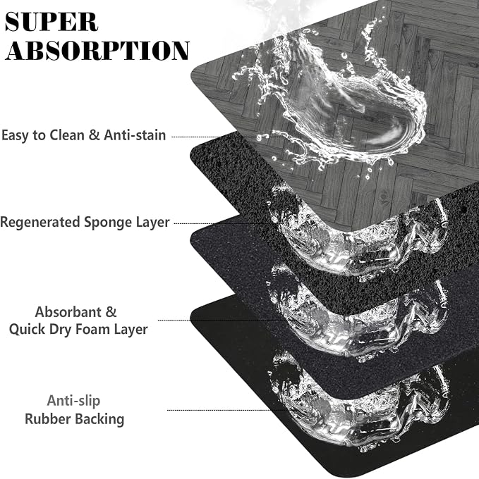 Dog Food Mats for Floors Absorbent, Pet Cat Food Mat - Quick Dry Dog Bowl Mats for Food and Water, Eco-Friendly Boho Pet Supplies