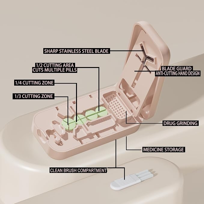 Pill Cutter, Pill Splitter for Small Pills, Cuts 1/2, 1/3, 1/4 Pills