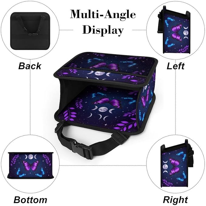 Car Organizer Bag for Back Seat Hanging Storage Bag with Pockets, Magic | Moon Moth Butterfly Mystical Goth Astrology Art, PU Leather Auto Trash Bag Travel Accessories, Leakproof and Waterproof
