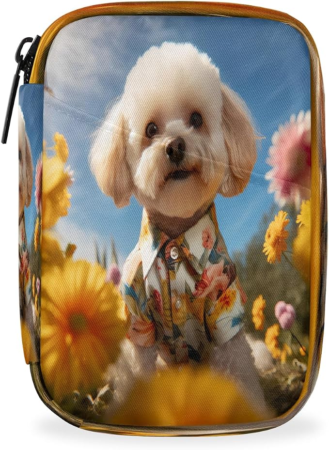 Pill Organizer Box Pet Dog Flower 7-Day Weekly Medicine Pill Case Travel Pill Container Portable Pill Holder Storage Purse Bag Small Compact Size for Vitamin Supplement Birth Control