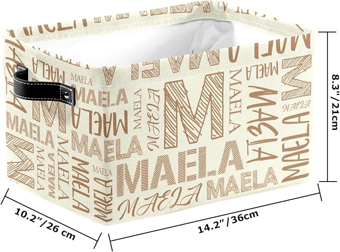 Foldable Personalized Storage Box for Boys Girls with Name Waterproof Kids Custom Storage Bin Baskets Cube Boxes Organizer with Handles for Organizing Shelf Closet, 1 Pack