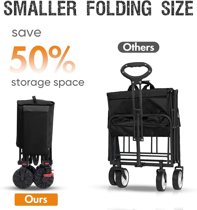Portal 300L Large Wagons Carts Foldable with Tailgate, 550LB Heavy-Duty Collapsible Beach Wagon with All-Terrain Wheels, Oversized Folding Wagon for Camping, Sports, and Pets | Large Heavy-Duty Collapsible Beach Wagon with All-Terrain Wheels, Oversized...