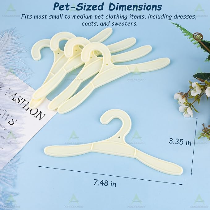 Pack of 40 Pet Apparel Hangers Plastic Cat Dog Clothes Hangers | Space-Saving Coat Hanger, for Pets Organizing Clothing
