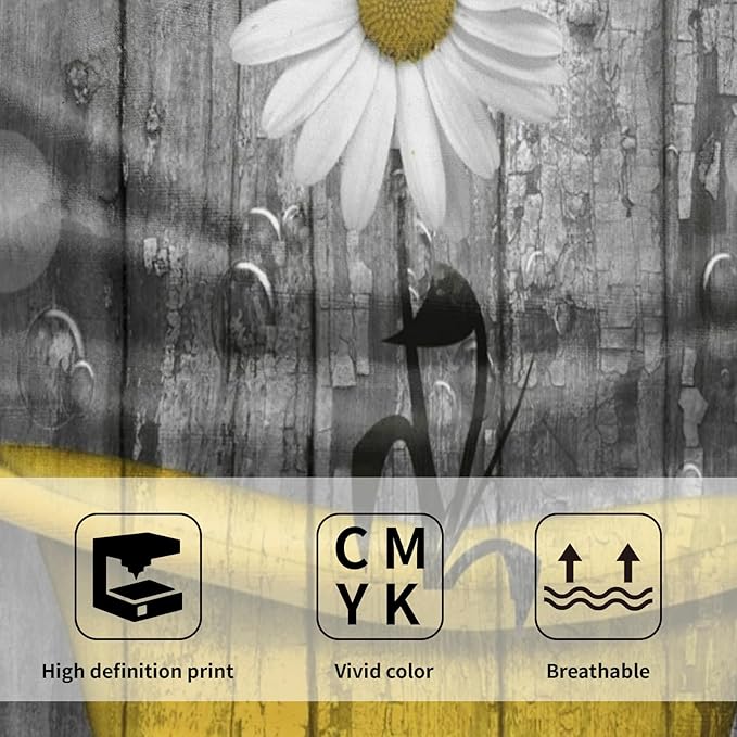 Giwawa Rustic Daisy Wooden Towels Set of 2- Bright Yellow Flower Shower in Bathtub Bubble on Vintage Country Barn Board- Farmhouse Plank Hand Face Fingertip Towel for Bathroom Guest Decor