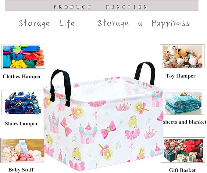 Castle Princess Storage Laundry Basket | Gift Storage Basket, Nursery Hamper, Home Bedroom, Laundry Hamper, Shelf Baskets