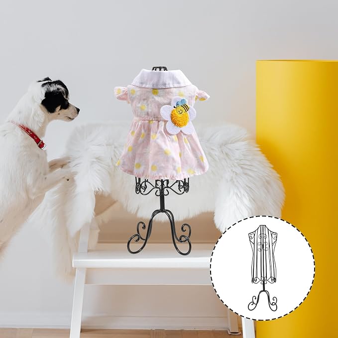 Ipetboom Pet Dress Form Iron Mannequin Rack for Puppy Coat Hanging, Black Metal Clothing Display Stand for Pet Apparel Storage and Organizer