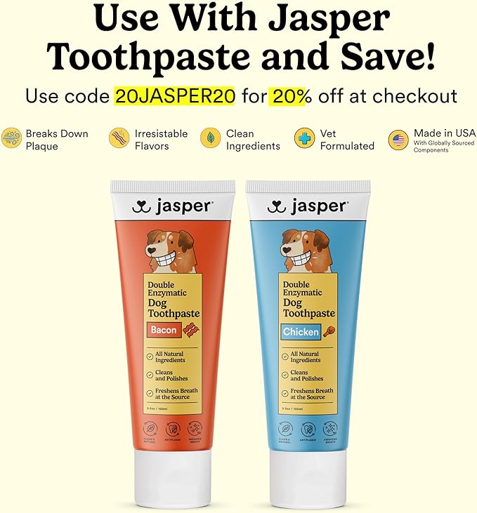 Jasper Dog Toothbrush, 360 Degree Pet Tooth Brushing Kit, Cat Toothbrush, Canine Dental Care & Teeth Cleaning Kit, Pet Finger Tooth Brush, Use with Dog Toothpaste, 4-Pack Multicolor