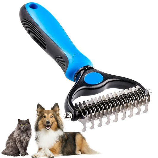 Pet Grooming Rake, Dog Undercoat Rake Cats Shedding Brush Double-Sided Deshedding Dematting Tool Brushes Comb for Dogs & Cats to Easy Remove Undercoat Mats Tangle