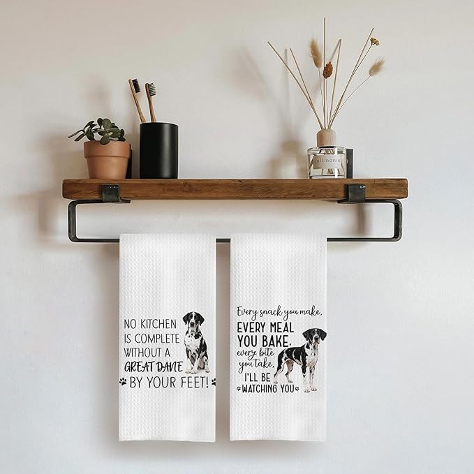 Great Dane Dog Kitchen Towels Set - Great Dane Gifts for Dog Lovers Women, Dogs Hand Towels Dish Towels Decor, 16x24 Inch,Set of 2