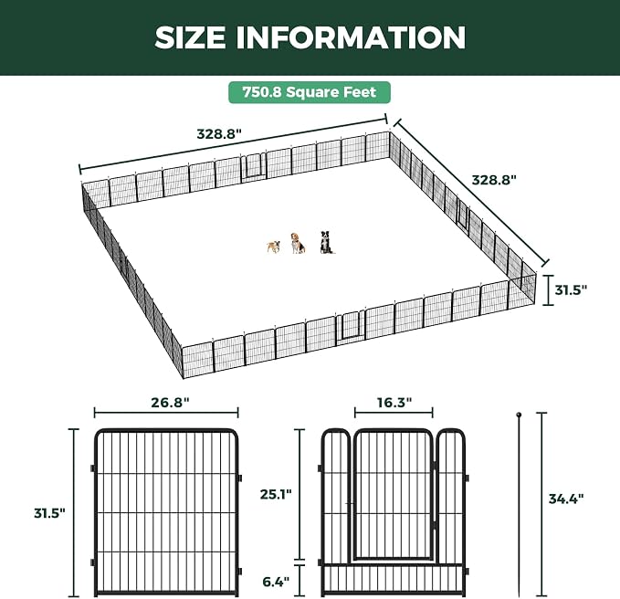 FXW Rollick Dog Playpen, Indoor, Yard & RV Camping, 32" H, 48 Panels | Easy setup, Heavy-duty, DIY layouts, for Small & Medium Dogs, Patented