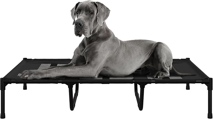 Elevated Dog Bed - 48x36-Inch Portable Pet Bed with Non-Slip Feet - Indoor/Outdoor Dog Cot or Puppy Bed for Pets up to 110lbs by PETMAKER (Black)