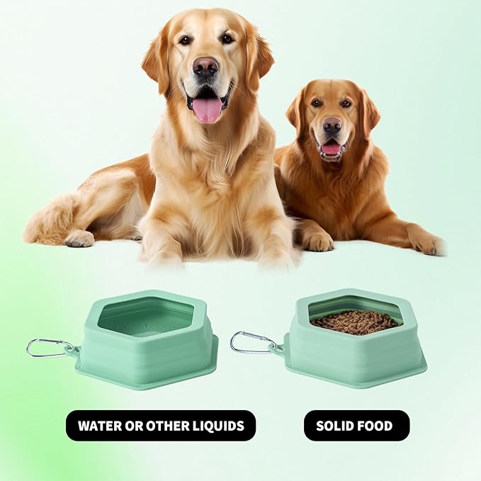 No Splash Dog Travel Bowls for Cars, Spill Proof Collapsible Dogs Water and Food Feeder Dispenser Integrated Molding Portable Cat Dish for Pet Vehicle Road Trips (Morandi Green)