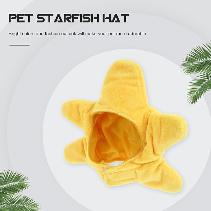 Creative Birthday Hat and Pet, Plush Dogs Creature for Comfortable Costume Hat, Yellow Dress up Accessory for Christmas Party Events