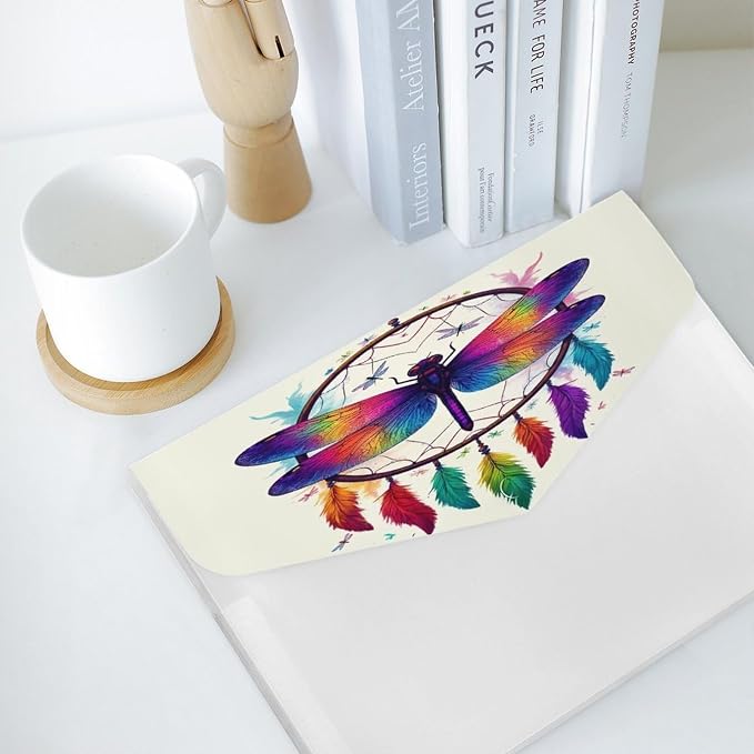 Paper Receipt Bill Filing Organizer, Reusable Colorful Dragonfly Dream Catcher Art File Folders for Home Office Essentials Supplies