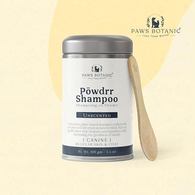Unscented Water-Activated Shampoo, Powder Shampoo for Dogs, Regular Skin & Coat, 3.5 oz with Bamboo Spoon