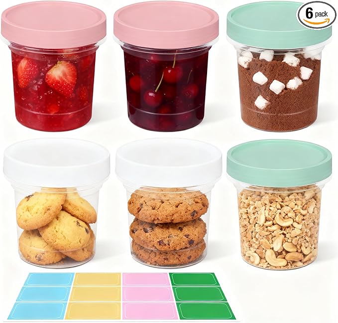 6 Pack 10oz Food Storage Containers, Plastic Containers with Twist Top Lid, Reusable Dishwasher Freezer Safe Airtight, Takeout Container - Ideal for Soup and More