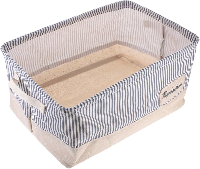 Garneck Portable Pet Toy Storage Basket Foldable Organizer for Sundries for Desktop Use Striped Design Easy to Transport