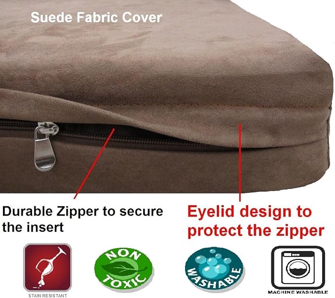 Dogbed4less Orthopedic Gel Infused Cooling Memory Foam Dog Bed for Large Dog, Waterproof Lining and Machine Washable Pet Bed Cover, XXL 55X37X4 Inches