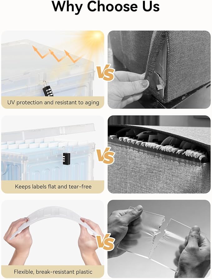 Oterri Lockable Plastic File Box with Lid for Letter-Size | Hanging File Folders Not Included. Clear, Large 1-Pack. Home, Office, Classroom, Dorm, Tax, Under Bed, Filing Cabinet.